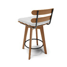 Kit 02 Banquetas Giratória Costela Corano Branco Base Madeira