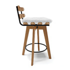 Kit 02 Banquetas Giratória Costela Corano Branco Base Madeira