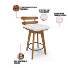 Kit 02 Banquetas Giratória Costela Corino Base Madeira Ma70 J