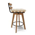 Kit 02 Banquetas Giratória Costela Corino Base Madeira Ma70 J