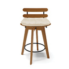 Kit 02 Banquetas Giratória Costela Corino Base Madeira Ma70 J