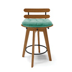 Kit 02 Banquetas Giratória Costela Suede Base Madeira Ma70 -