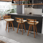 Kit 02 Banquetas Giratória Costela Suede Base Madeira Ma70 M1