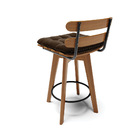 Kit 02 Banquetas Giratória Costela Suede Base Madeira Ma70 M1