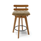 Kit 02 Banquetas Giratória Costela Suede Base Madeira Ma70 M1