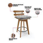 Kit 02 Banquetas Giratória Costela Suede Cinza Base Madeira M
