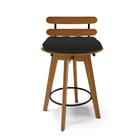 Kit 02 Banquetas Giratória Costela Veludo Base Madeira Ma70 J