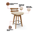 Kit 02 Banquetas Giratória Costela Veludo Luxo Base Madeira M