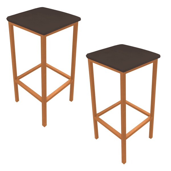 Kit 02 Banquetas Industrial Donna Suede Base Cobre D'rossi -