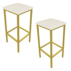 Kit 02 Banquetas Industrial Donna Suede Base Dourado D'rossi