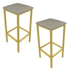 Kit 02 Banquetas Industrial Donna Suede Base Dourado D'rossi