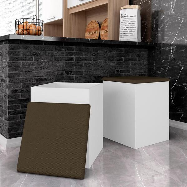 Kit 02 Banquetas Puff Quadrado Berlim Branco/mar -  Móveis Ar