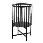 Kit 02 Cachepot Metalico Ripado Preto Com Suporte M02 - D'ros