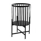 Kit 02 Cachepot Metalico Ripado Preto Com Suporte M02 - D'ros