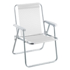 Kit 02 Cadeira De Praia Alumínio Beach Premium Branco