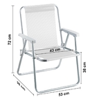 Kit 02 Cadeira De Praia Alumínio Beach Premium Branco