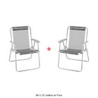 Kit 02 Cadeira De Praia Alumínio Beach Premium Cinza