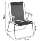 Kit 02 Cadeira De Praia Alumínio Beach Premium Preto