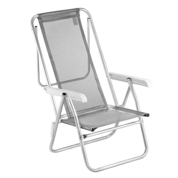 Kit 02 Cadeira De Praia Reclinável Sun Beach  Cinza