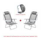 Kit 02 Cadeira De Praia Reclinável Sun Glow Premium  Cinza
