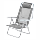 Kit 02 Cadeira De Praia Reclinável Sun Glow Premium  Cinza