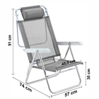 Kit 02 Cadeira De Praia Reclinável Sun Glow Premium  Cinza