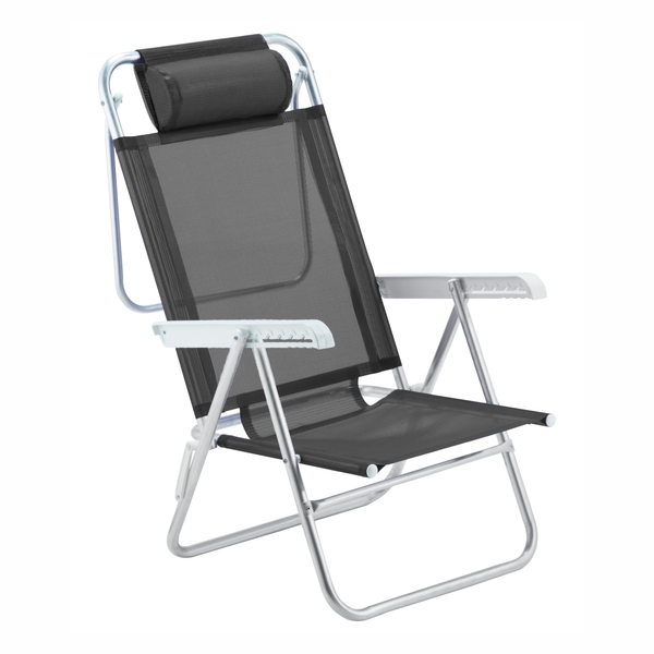 Kit 02 Cadeira De Praia Reclinável Sun Glow Premium  Preto