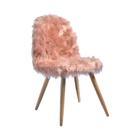 Kit 02 Cadeira Decorativa Rolg Pelo Sintetico Pes Madeira Sone