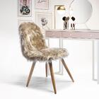 Kit 02 Cadeira Decorativa Rolg Pelo Sintetico Pes Madeira Sone