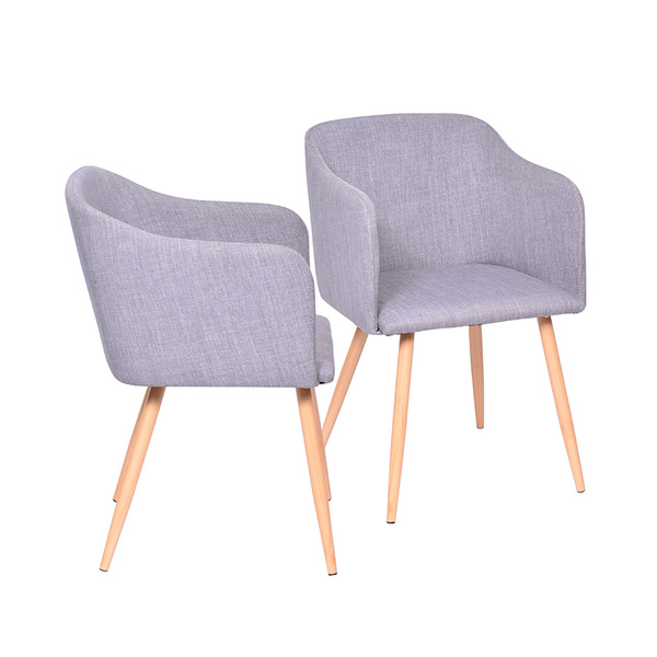 Kit 02 Cadeiras Boxbit Charla Linho Cinza Base Metal Cor Made