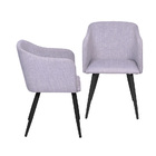 Kit 02 Cadeiras Boxbit Charla Linho Cinza Base Metal Cor Preta