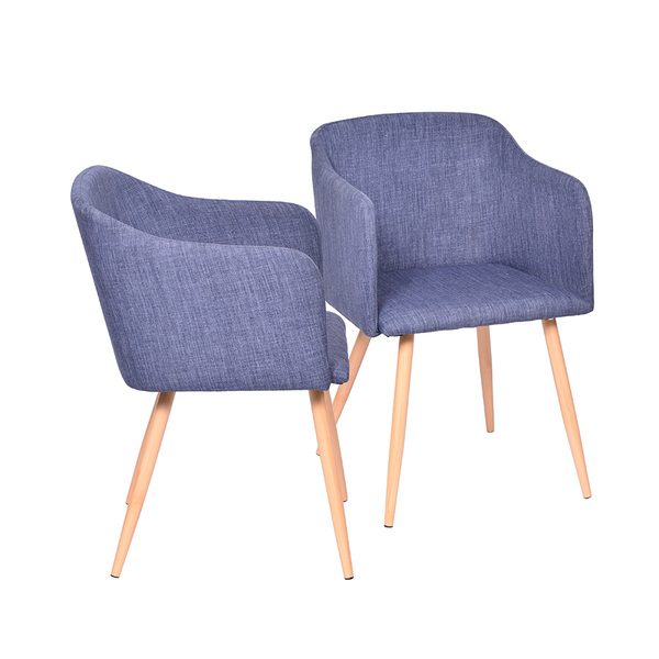 Kit 02 Cadeiras Boxbit Charla Linho Jeans Base Metal Cor Made