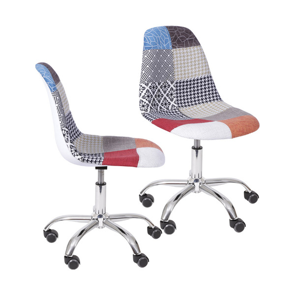 Kit 02 Cadeiras Boxbit Dkr Eames Polipropileno Tecido Patchwo