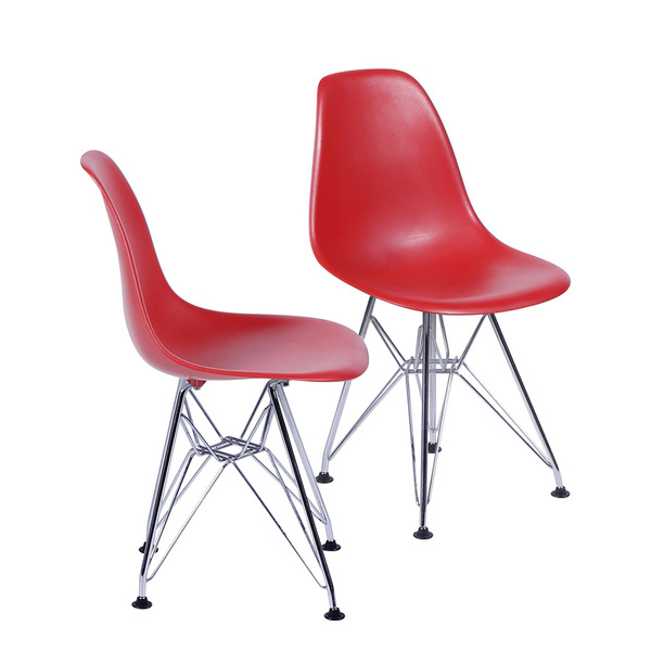 Kit 02 Cadeiras Boxbit Dkr Eames Polipropileno Vermelha Base