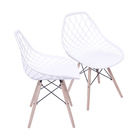 Kit 02 Cadeiras Boxbit Kaila Polipropileno Branca Base Madeira