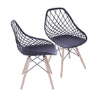 Kit 02 Cadeiras Boxbit Kaila Polipropileno Preta Base Madeira