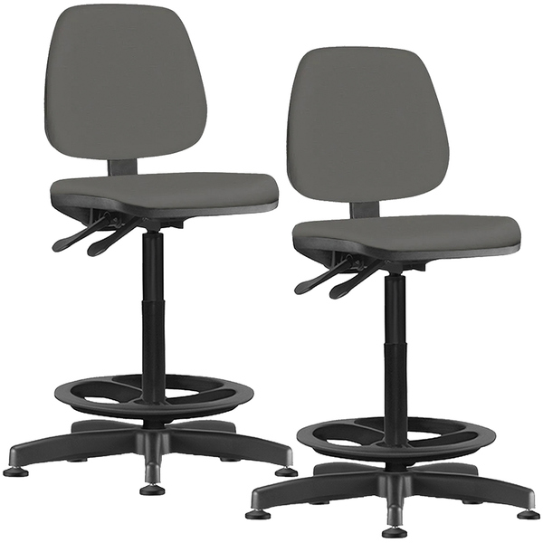 Kit 02 Cadeiras Caixa Alta Giratória Job L02 Crepe Cinza - Ly