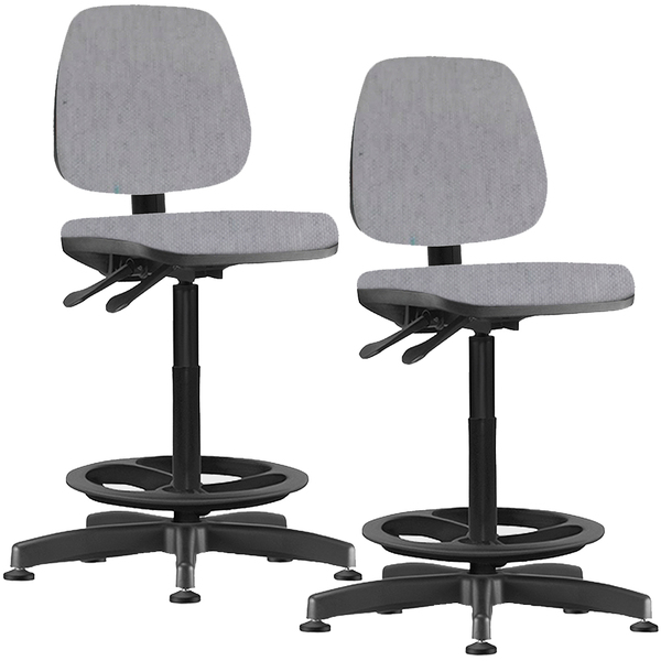 Kit 02 Cadeiras Caixa Alta Giratória Job L02 Linho Cinza - Ly