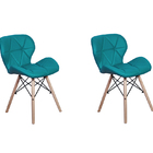 Kit 02 Cadeiras Charles Eames Eiffel Slim Wood Estofada - Tur