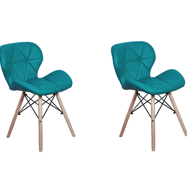 Kit 02 Cadeiras Charles Eames Eiffel Slim Wood Estofada - Tur