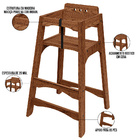 Kit 02 Cadeiras De Alimentação Para Bebê Criança Madeira Maci