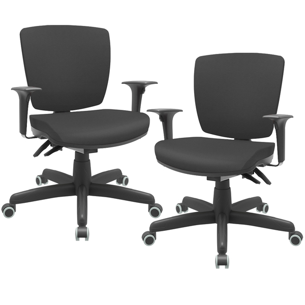 Kit 02 Cadeiras De Escritório Executiva Office Giratória Pret