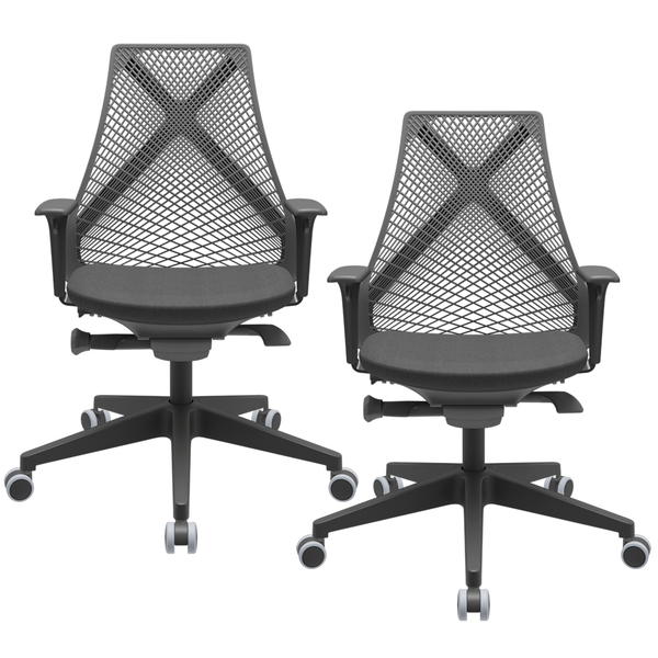 Kit 02 Cadeiras De Escritório Presidente Giratória Ergonômica