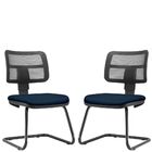 Kit 02 Cadeiras De Escritório Recepção Fixa Zip L02 Crepe Azu