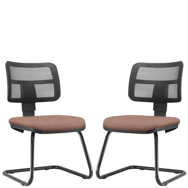 Kit 02 Cadeiras De Escritório Recepção Fixa Zip L02 Suede Ros