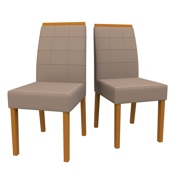 Kit 02 Cadeiras De Jantar Aline Camurça Marrom Lux Pés Ypê -