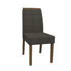 Kit 02 Cadeiras De Jantar Aline Linho Cinza Ln03 Pés Amêndoa