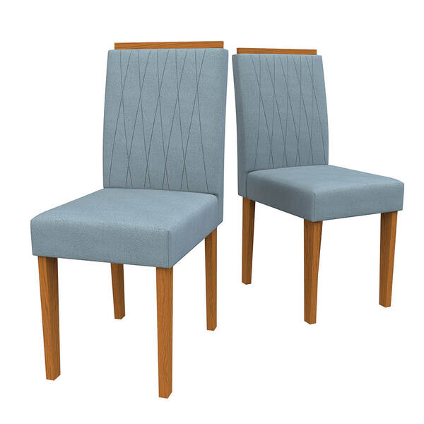 Kit 02 Cadeiras De Jantar Analu Animalle Azul Wd26 Pés Ypê -