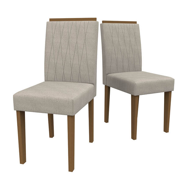 Kit 02 Cadeiras De Jantar Analu Animalle Marfim Wd25 Pés Imbu