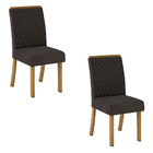 Kit 02 Cadeiras De Jantar Asha Veludo Marrom Base Nature - D'